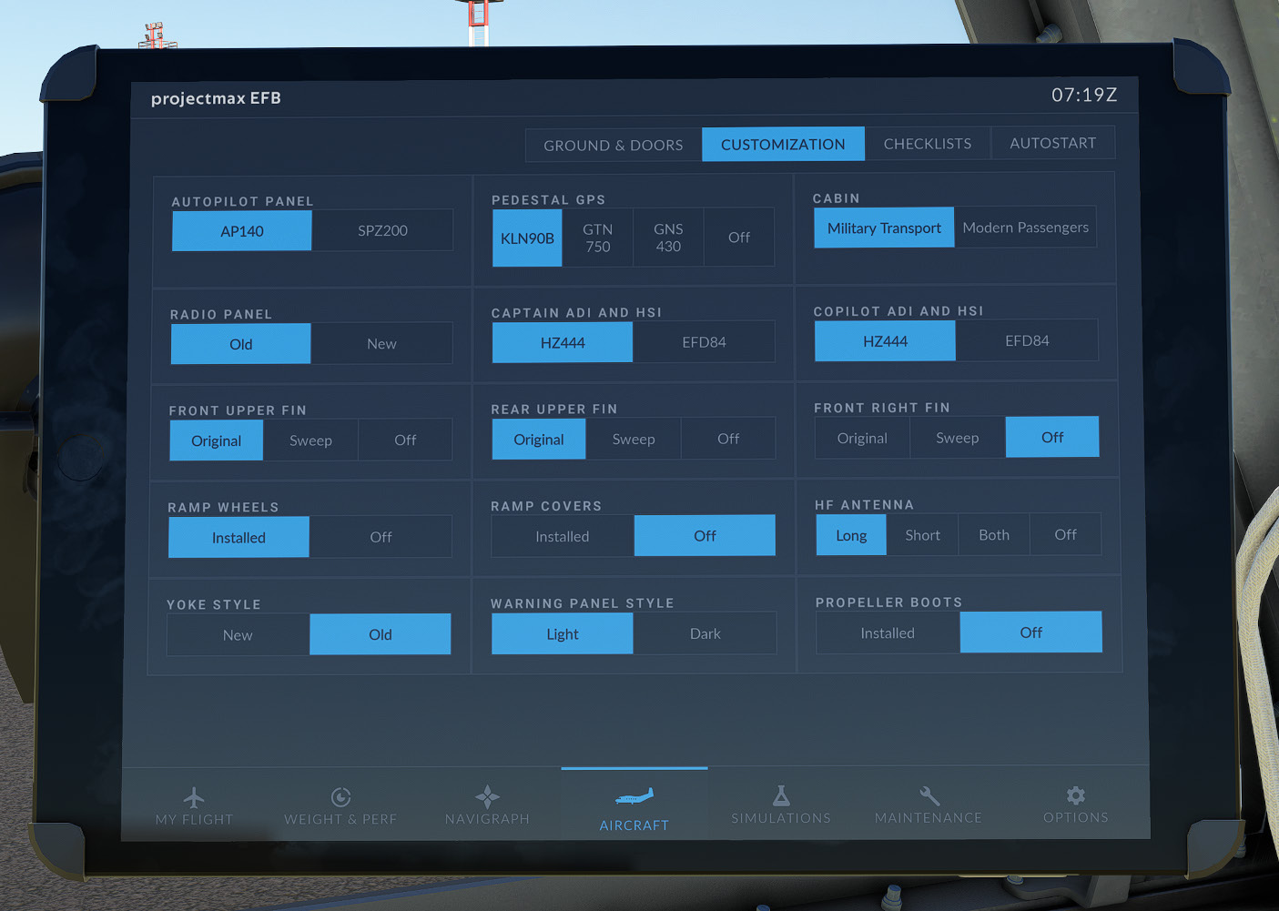 Customization page