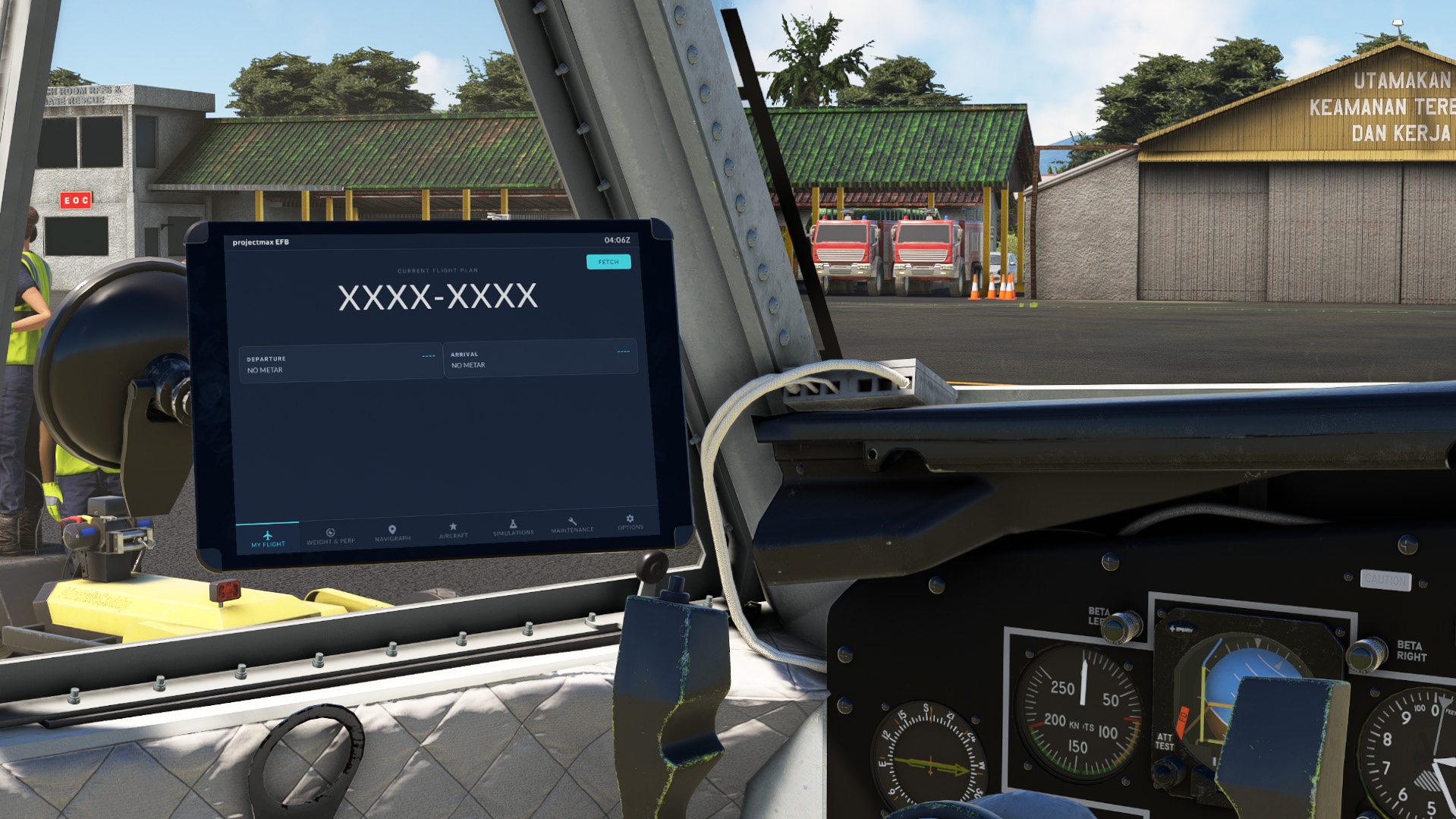 The C212-200 EFB mounted in the cockpit