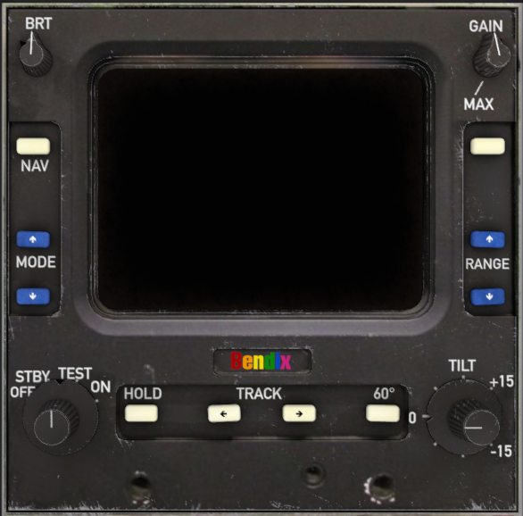 Bendix weather radar display and control panel